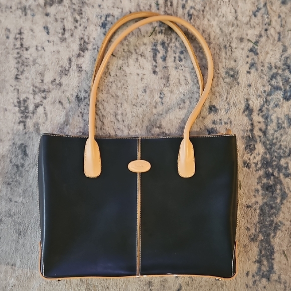 Tod's Handbags - Tod's Black and Tan Leather Lady Di Vintag3 Tote